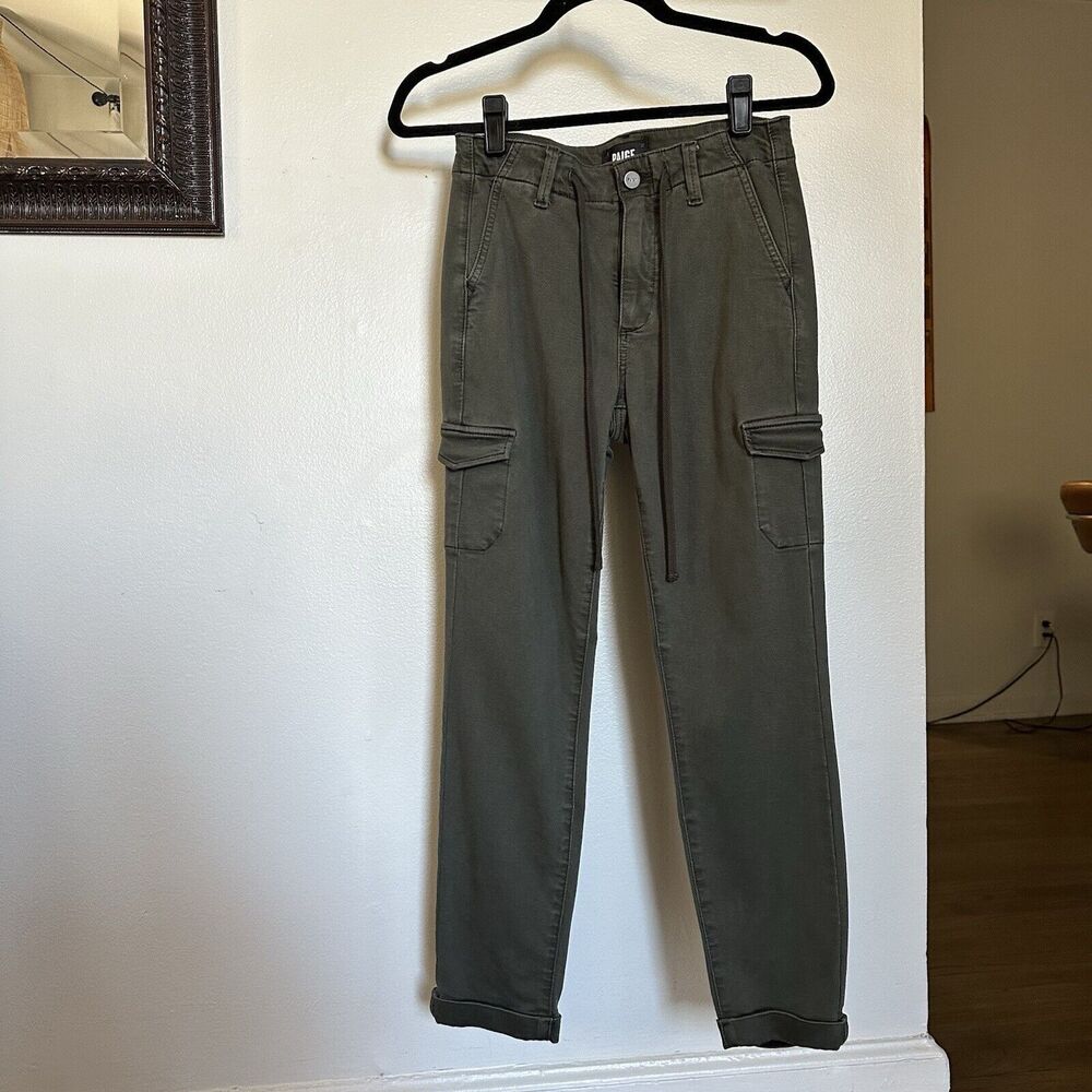 Paige Christy Cargo Pants Vintage Sage Drawstring Pants 24 (Also Fit 25 ) $219
